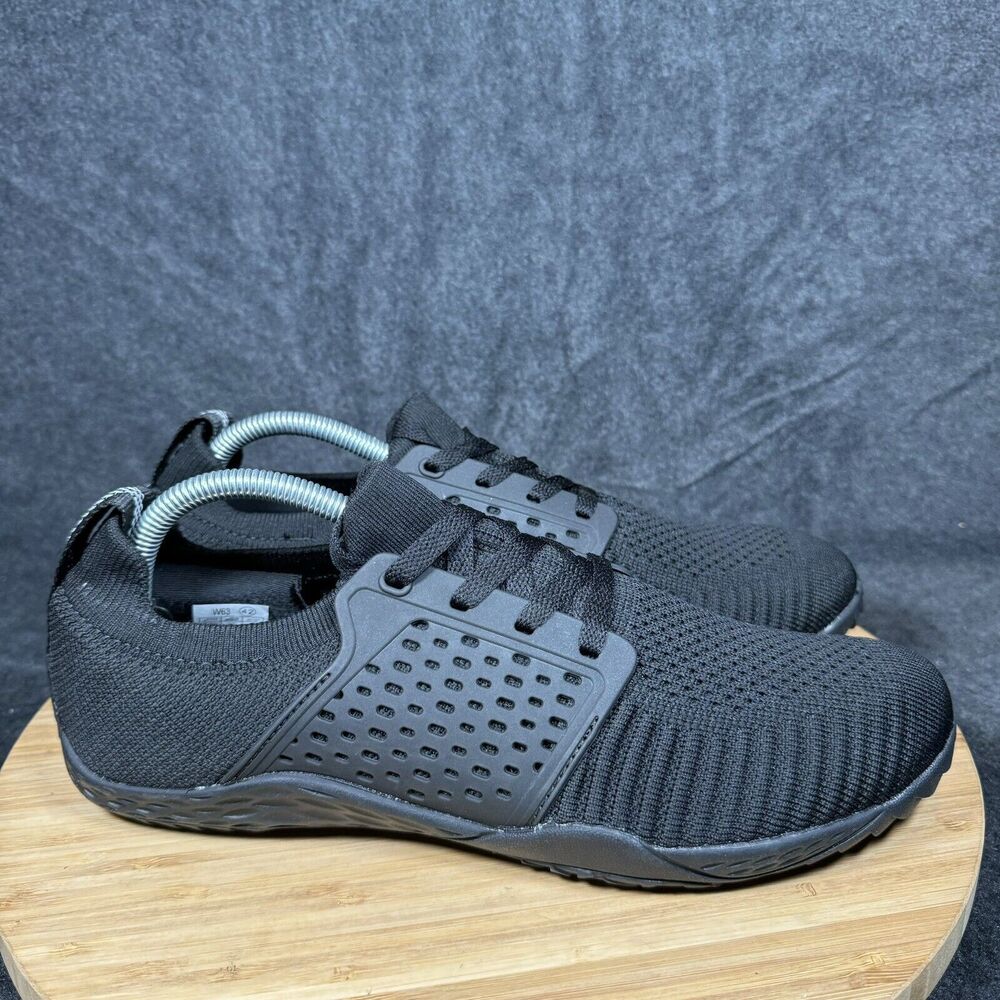 Whitin Mens W63 Walking‎ Shoes Lace Up Minimalist Barefoot Black Knit 42 EU 9 US